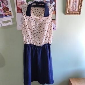 Maison Jules Cream Blouse with Brown Polka Crosses